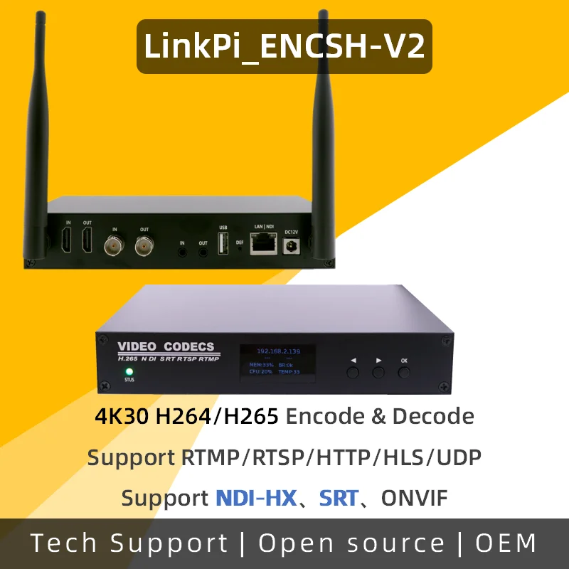 ENCSH-V2 HDMI SDI ڴ ڴ, 4K 1080P NDI HX SRT RTMP RTSP ̺ Ʈ IPCam
